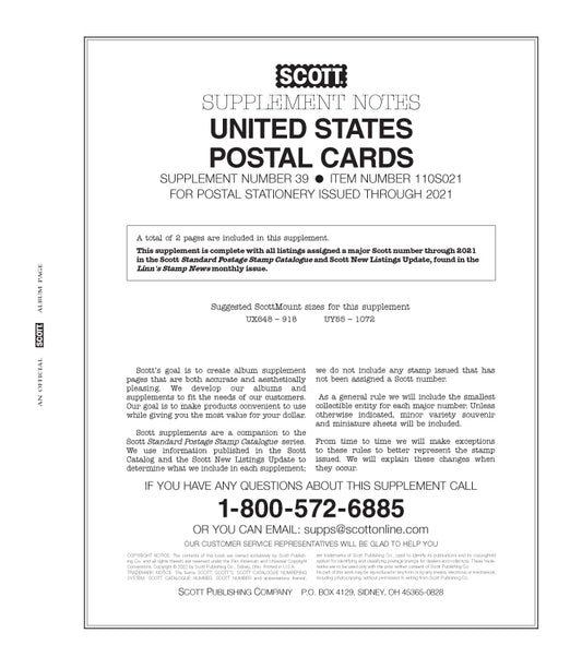 Scott US Postal Cards 2021 #40