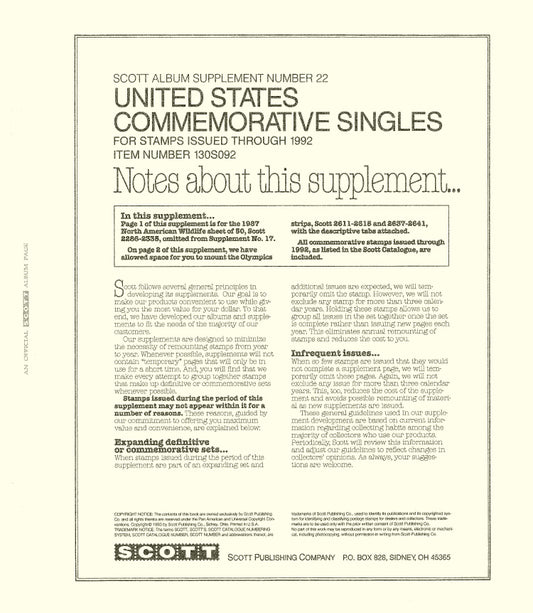 Scott US Commemorative Singles 1992 #22