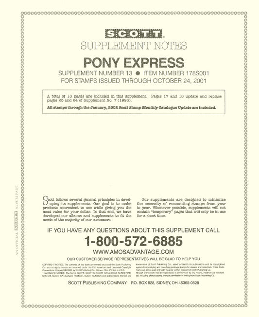 Scott US Pony Express 2001 #13
