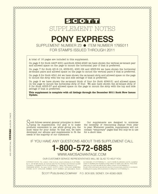 Scott US Pony Express 2011 #23