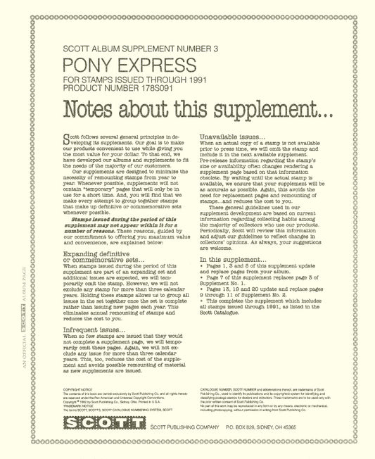 Scott US Pony Express 1991 #3
