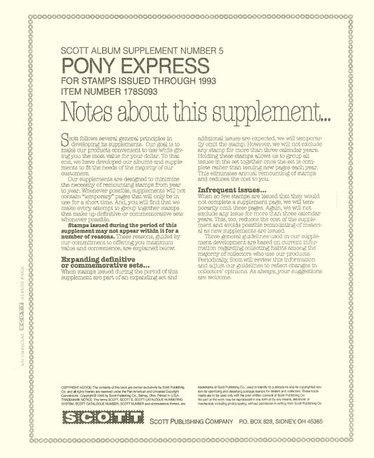 Scott US Pony Express 1993 #5
