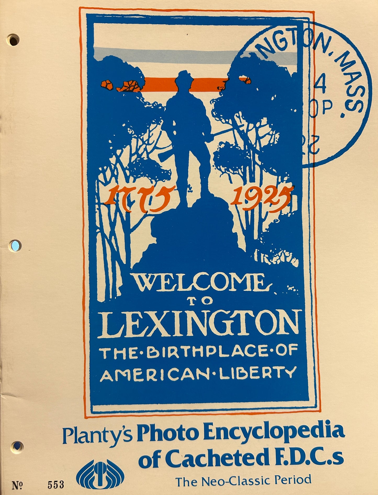 Planty Photo Encyclopedia Of Cacheted FDC welcome to Lexington Neo Classic Period