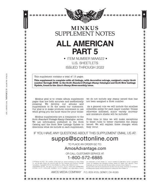 Minkus: All-American 2022 Pt. 5 Sheetlets