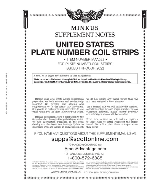 Minkus: All-American 2022 Pt. 6  US Plate Number Coil Strips