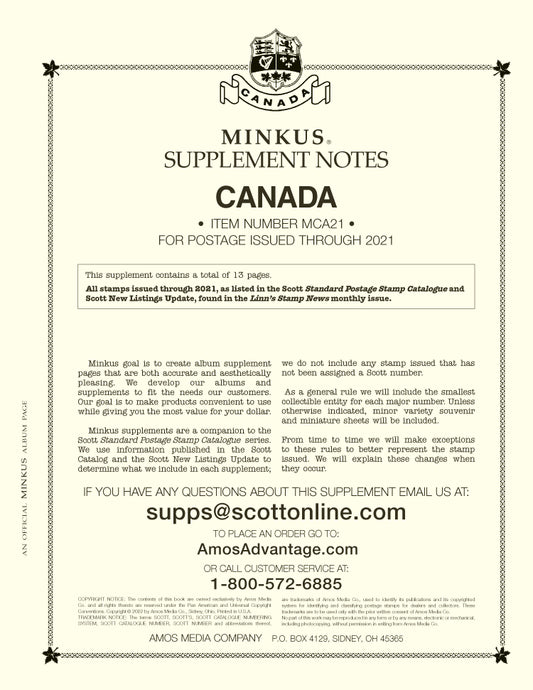 Minkus: Canada 2021 Supplement (3-Ring)
