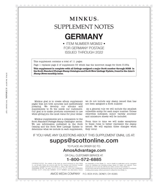 Minkus: Germany 2022 Supplement