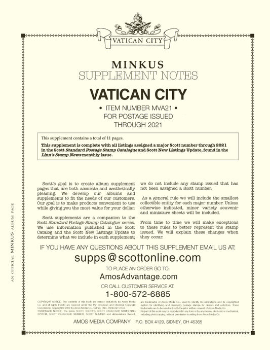 Minkus: Vatican City 2021 Supplement