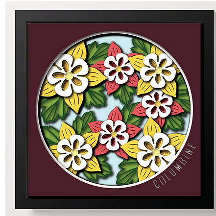 Shadow Box - Columbine Flowers