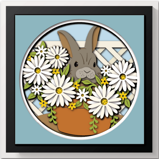 Shadow Box - Bunny In Daisy Pot