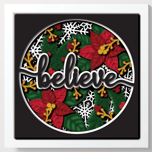 Shadow Box - Believe (Poinsettia)
