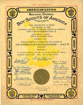 Boy Scouts of America Cert 1934