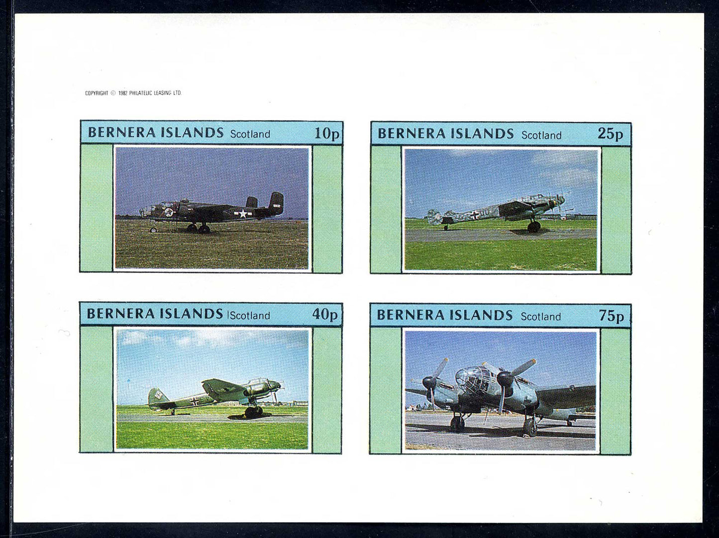 Bernera World War II Bombers Imperf