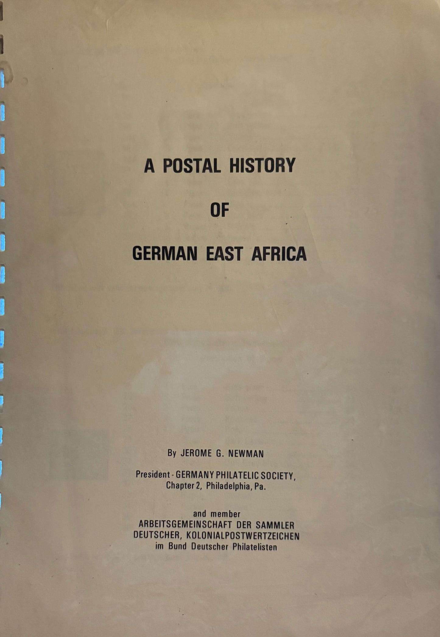 Postal History Of German East Africa