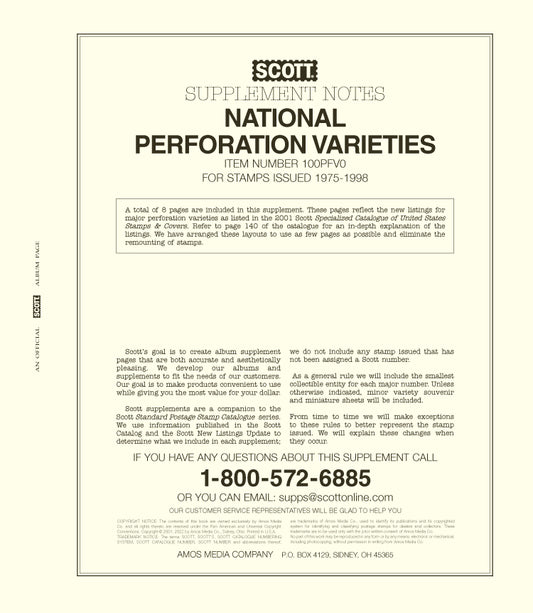 Scott US National  Perf Varieties 1975-1998