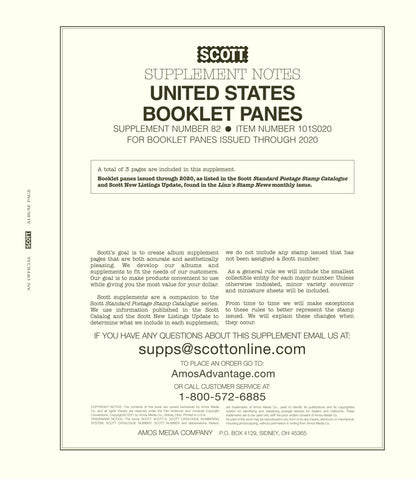Scott US Booklet Pane 2020 #82