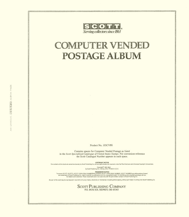 Scott US Computer Vended 19892012 1 Subway Stamp Shop Inc