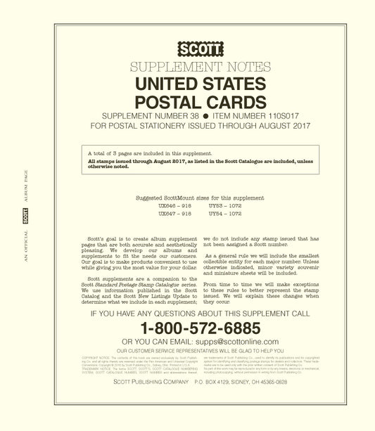 Scott US Postal Cards 2017 #38