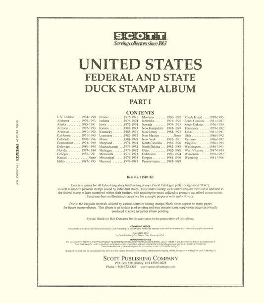 Scott US Hunting Permits (Duck) 1934-1988