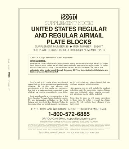 Scott US Regular & Regular Air Plate Blocks 2017 #36