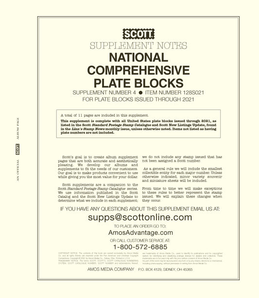 Scott US Comprehensive Plate Blocks 2021 #4