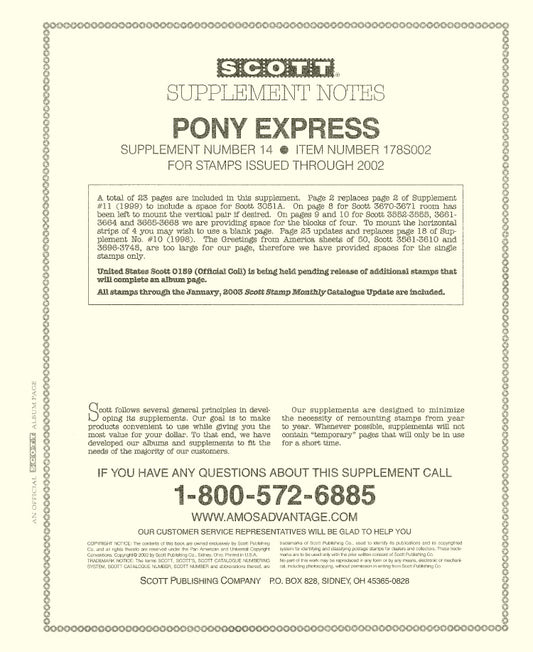 Scott US Pony Express 2002 #14