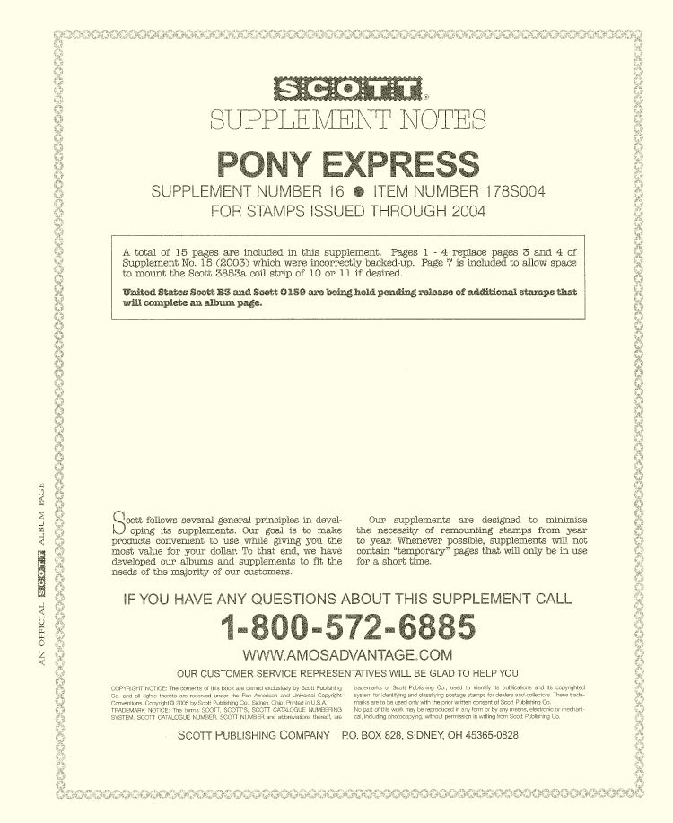 Scott US Pony Express 2004 #16