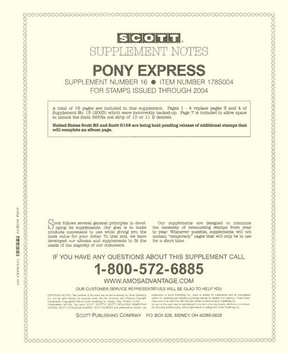 Scott US Pony Express 2004 #16