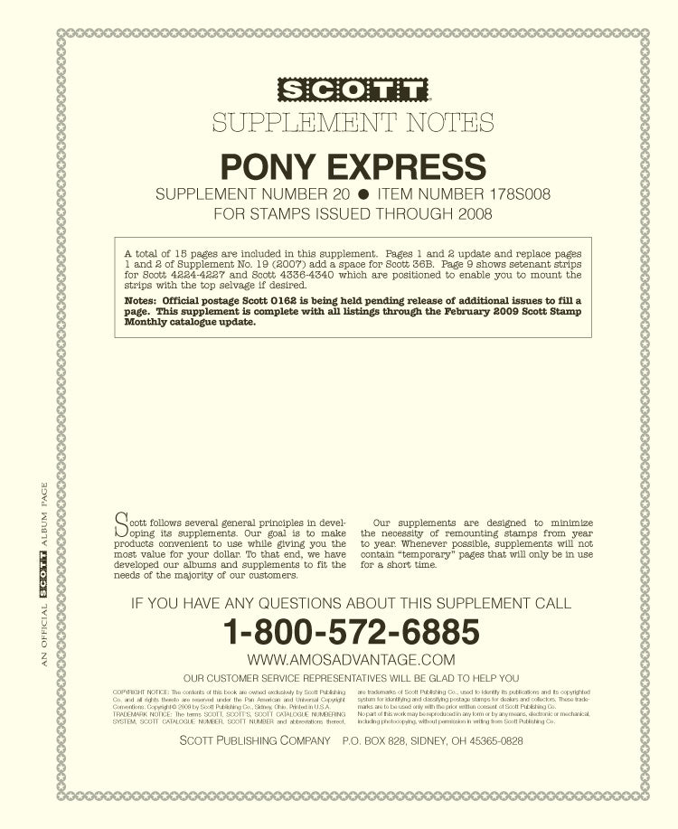 Scott US Pony Express 2008 #20