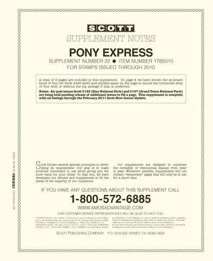 Scott US Pony Express 2010 #22