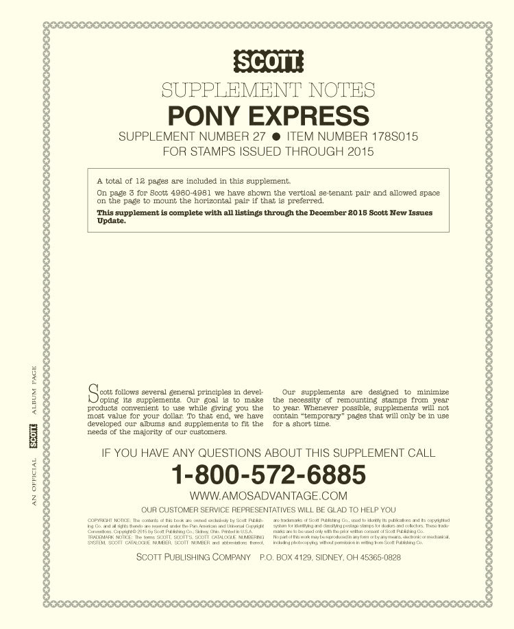 Scott US Pony Express 2015 #27