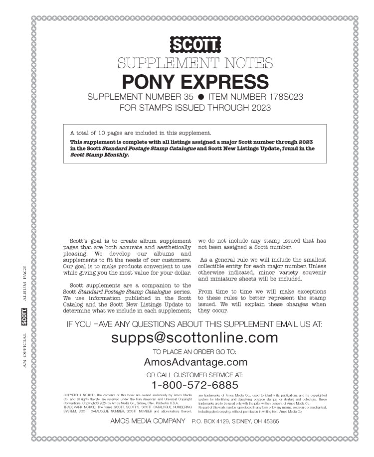 Scott US Pony Express 2023 #35