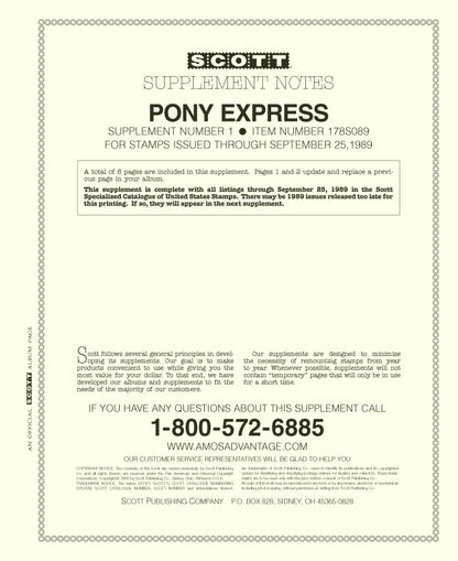 Scott US Pony Express 1989 #1