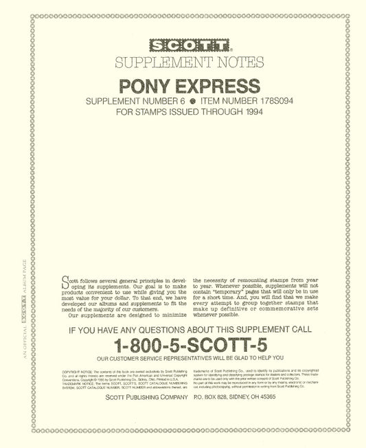 Scott US Pony Express 1994 #6
