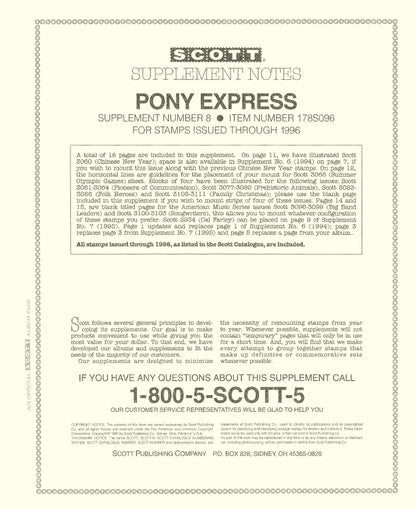 Scott US Pony Express 1996 #8