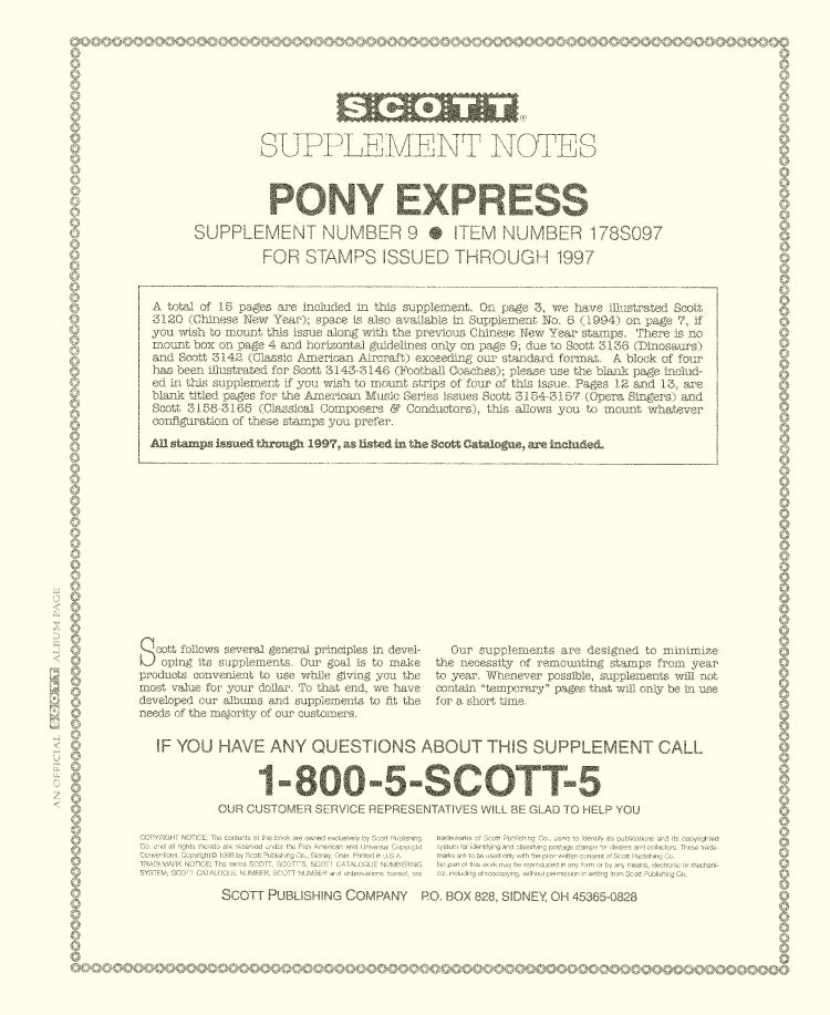 Scott US Pony Express 1997 #9