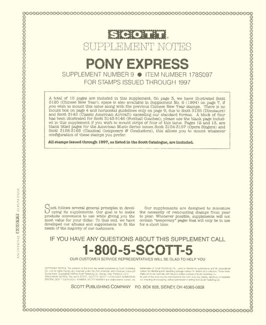 Scott US Pony Express 1997 #9