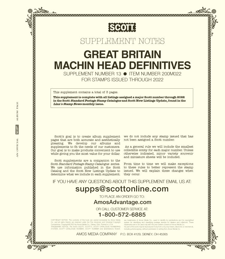 Scott Great Britain Machins 2022 #13 – Subway Stamp Shop Inc