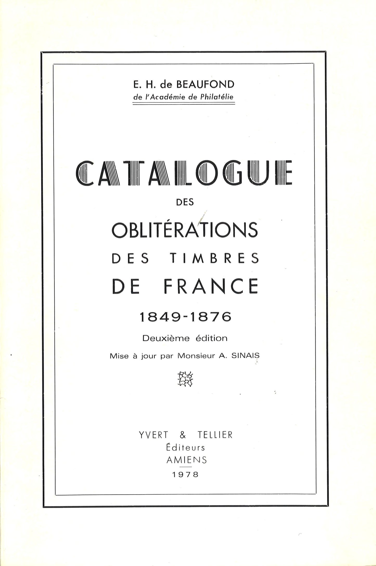Catalogue des obliterations des timbres de France 1849-1876