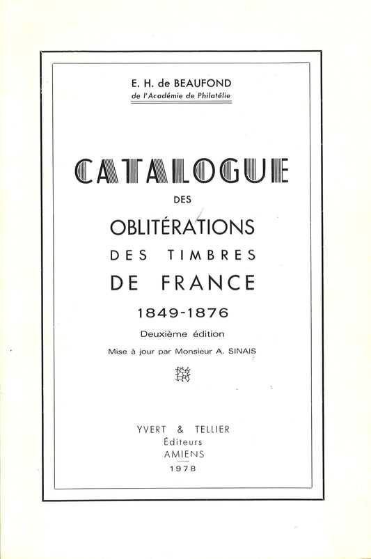 Catalogue des obliterations des timbres de France 1849-1876