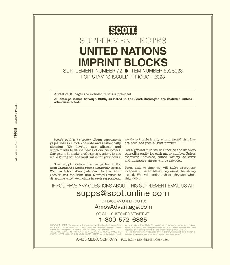 Scott UN Imprint Blocks 2023 #72