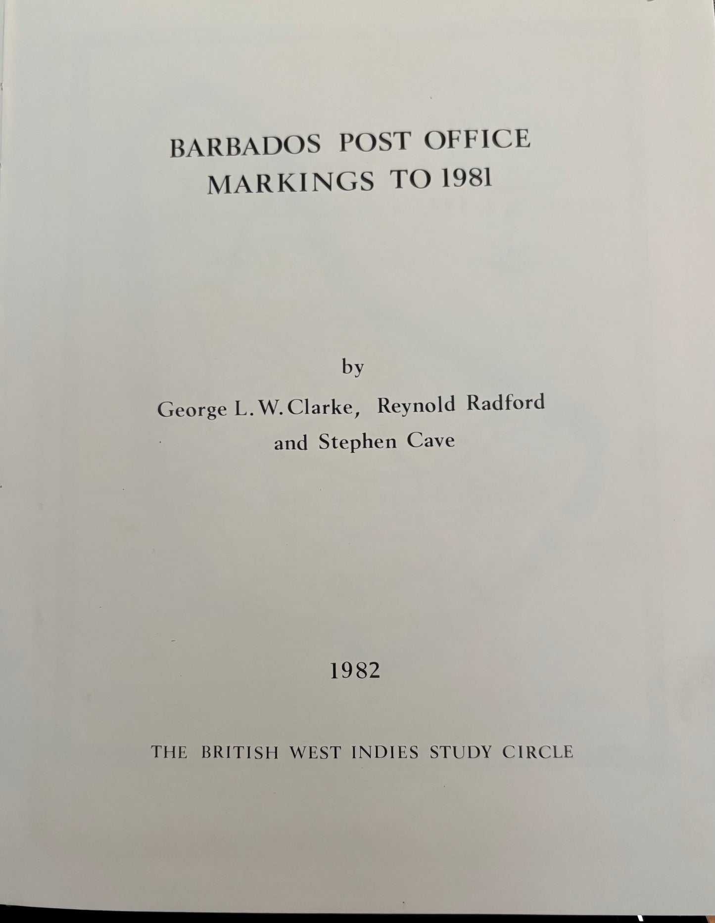 Barbados Post Office Markings To 1981