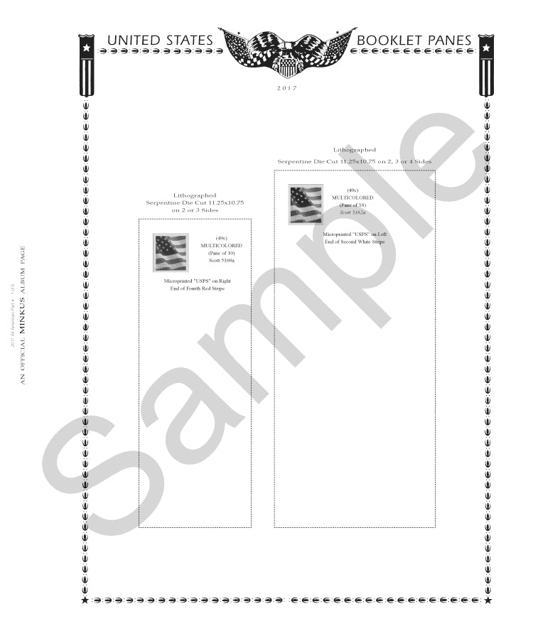 Minkus: All-American 2016 Pt. 4  Booklet Panes (9 Pages)