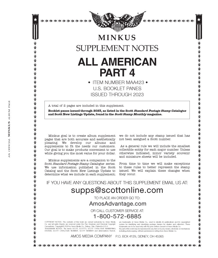 Minkus: All-American 2023 Pt. 4 Booklet Panes