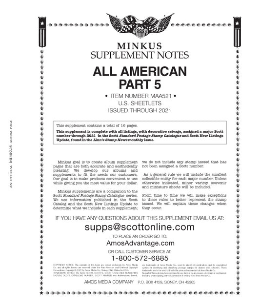 Minkus: All-American 2021 Pt. 5 Sheetlets