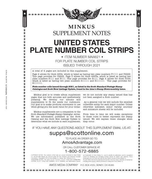 Minkus: All-American 2021 Pt. 6  US Plate Number Coil Strips