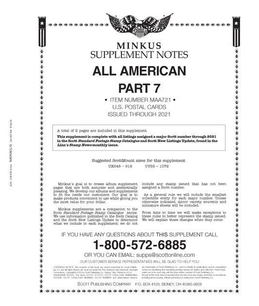 Minkus: All-American 2021 Pt. 7 US Postal Cards