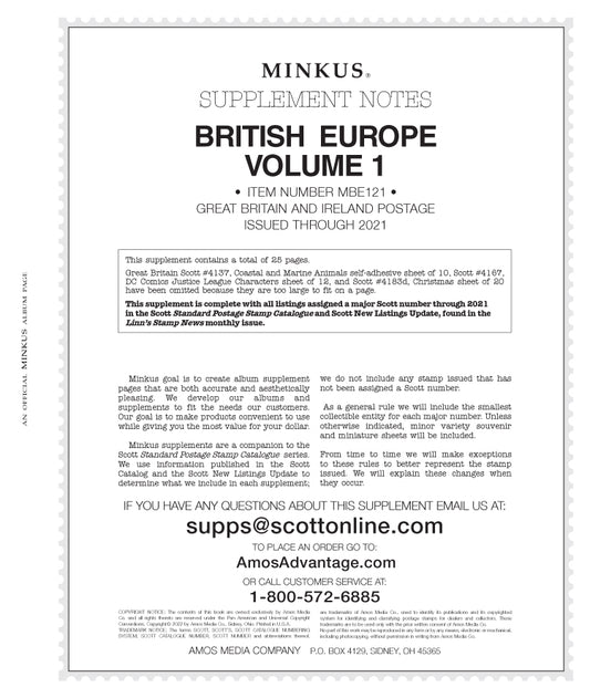 Minkus: Br. Europe Vol. 1 - Great Britain-Ireland 2021 Supplement