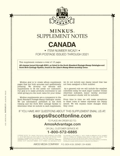 Minkus: Canada 2021 Supplement (3-Ring)