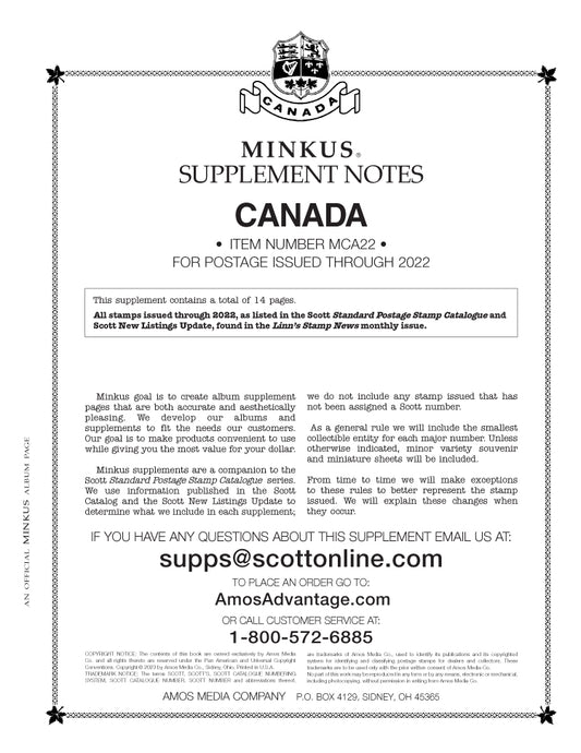 Minkus: Canada 2022 Supplement (3-Ring)